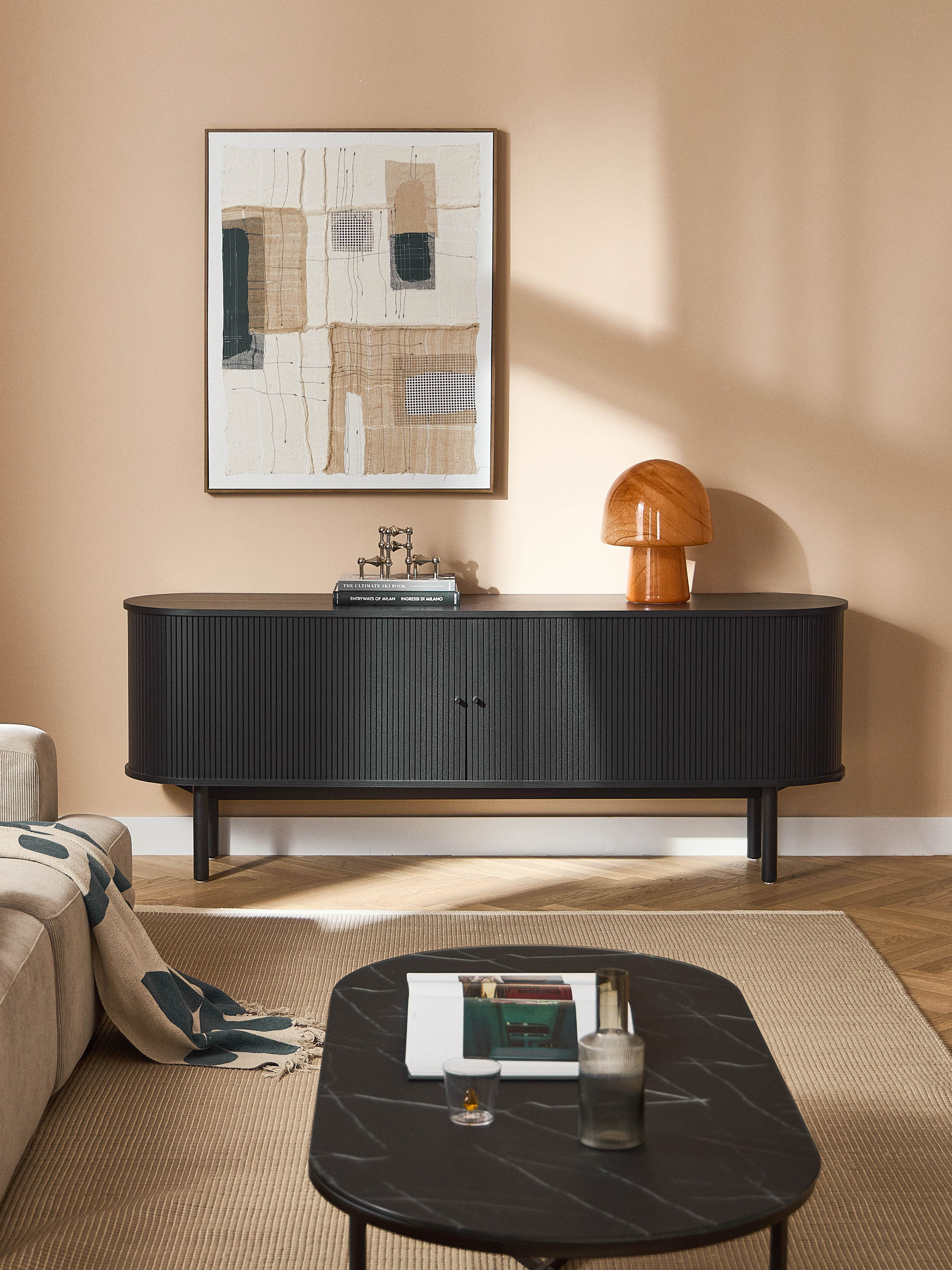 XL Sideboard Calary mit geriffelter Front