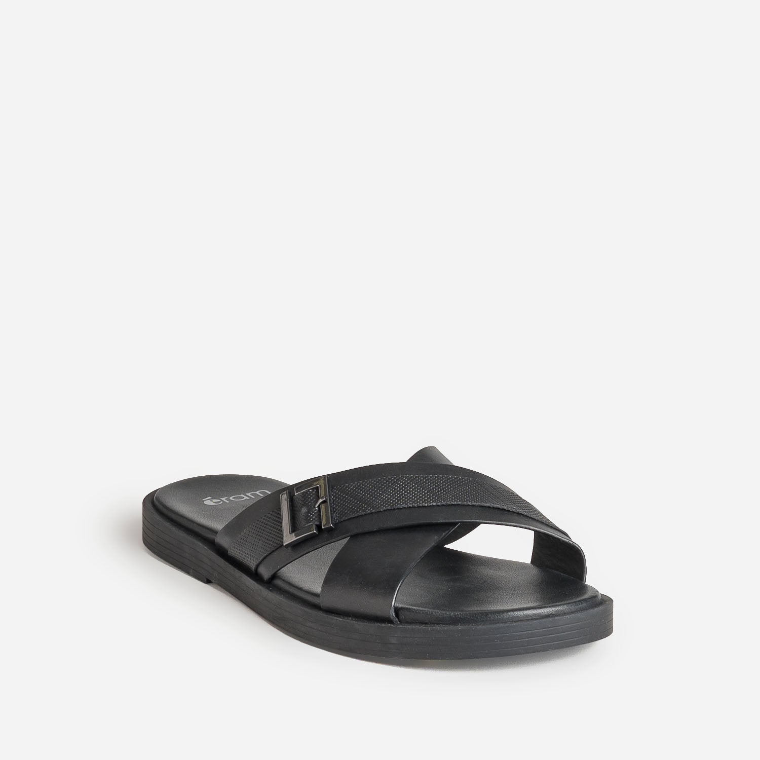 Mule noire cuir larges brides