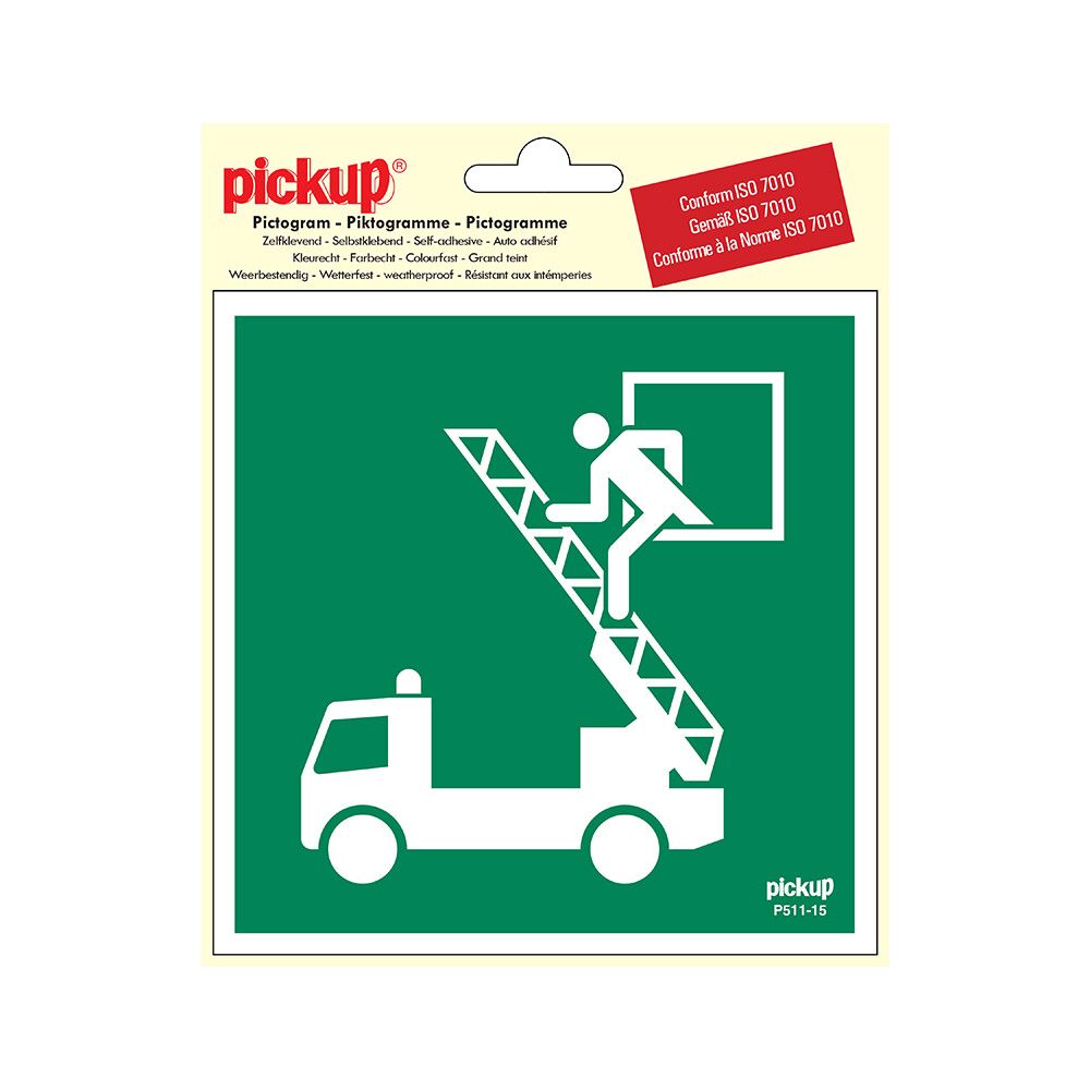 SKILT PICKUP PICTOGRAM NØDUTGANG 15 X 15 CM