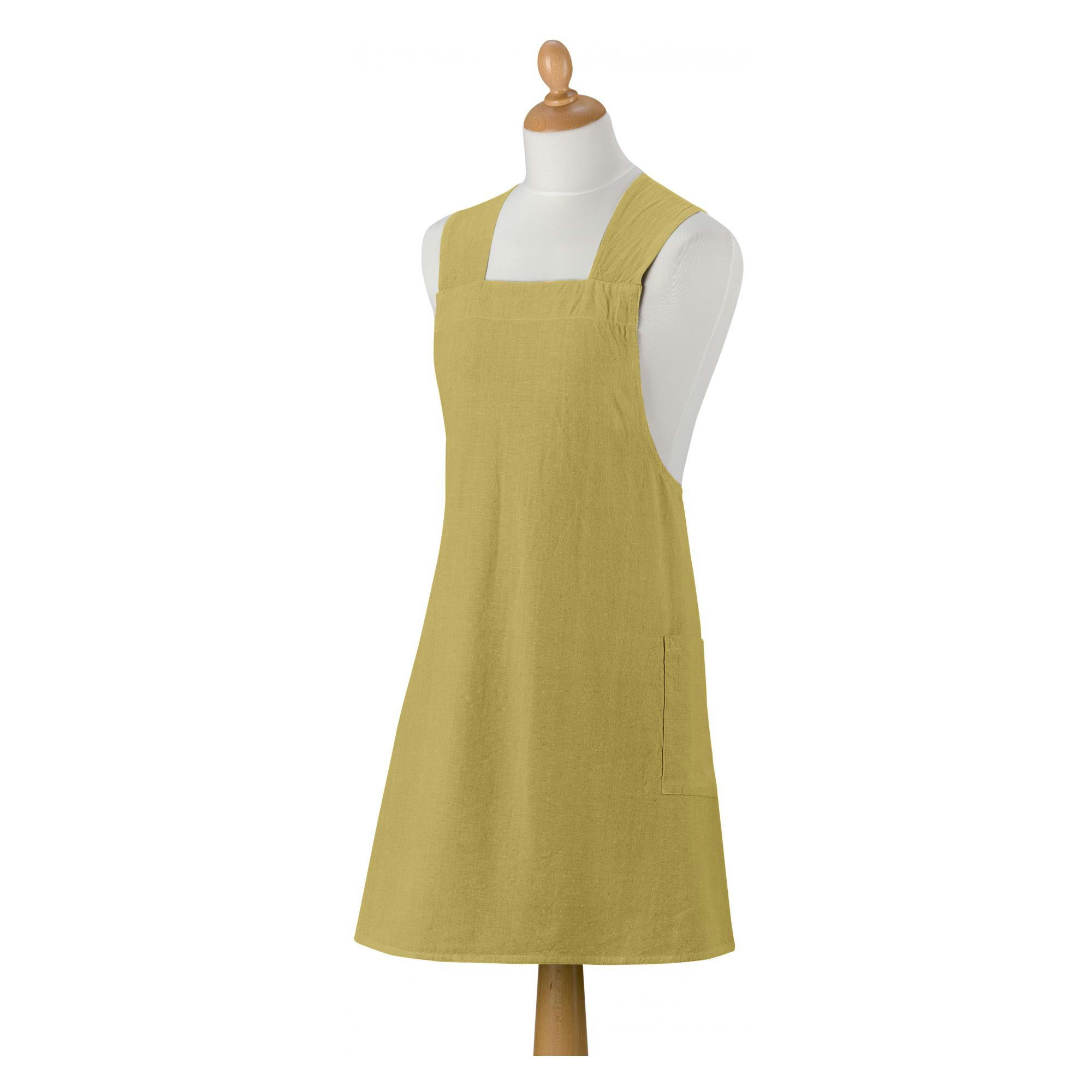 HARU - Tablier de cuisine japonais recyclé  en coton kaki 78 x 100