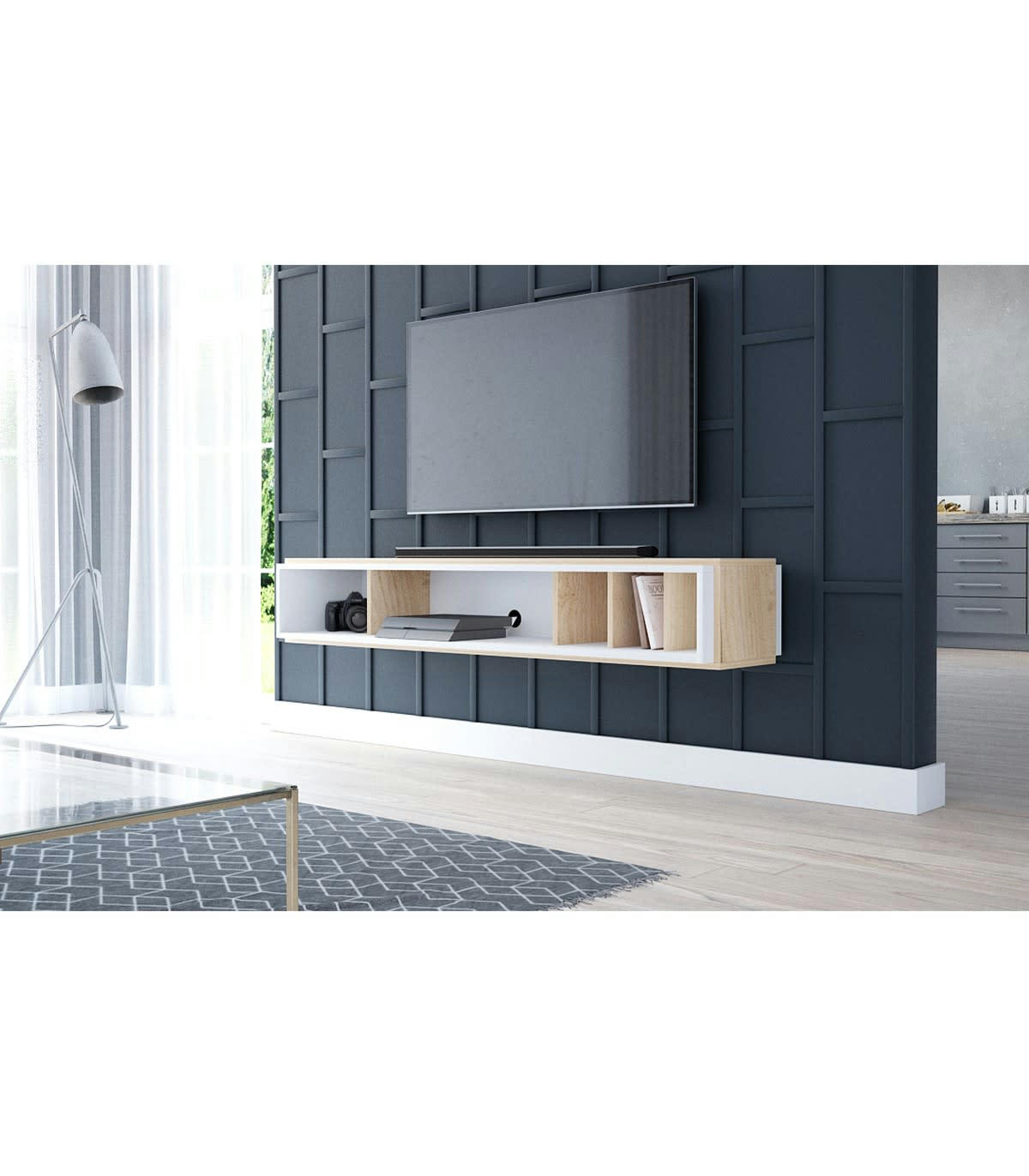 CINTA - Meuble TV Mural 5 Niches L153 cm
