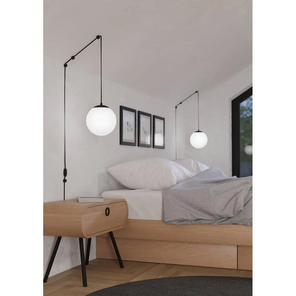 EGLO Rondo 3 Hanglamp - E27 - Glas/Kunststof - Zwart/Wit