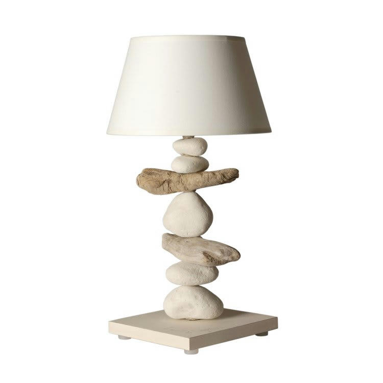 ESPRIT DE LAGON - Lampe de chevet en bois blanc cassé