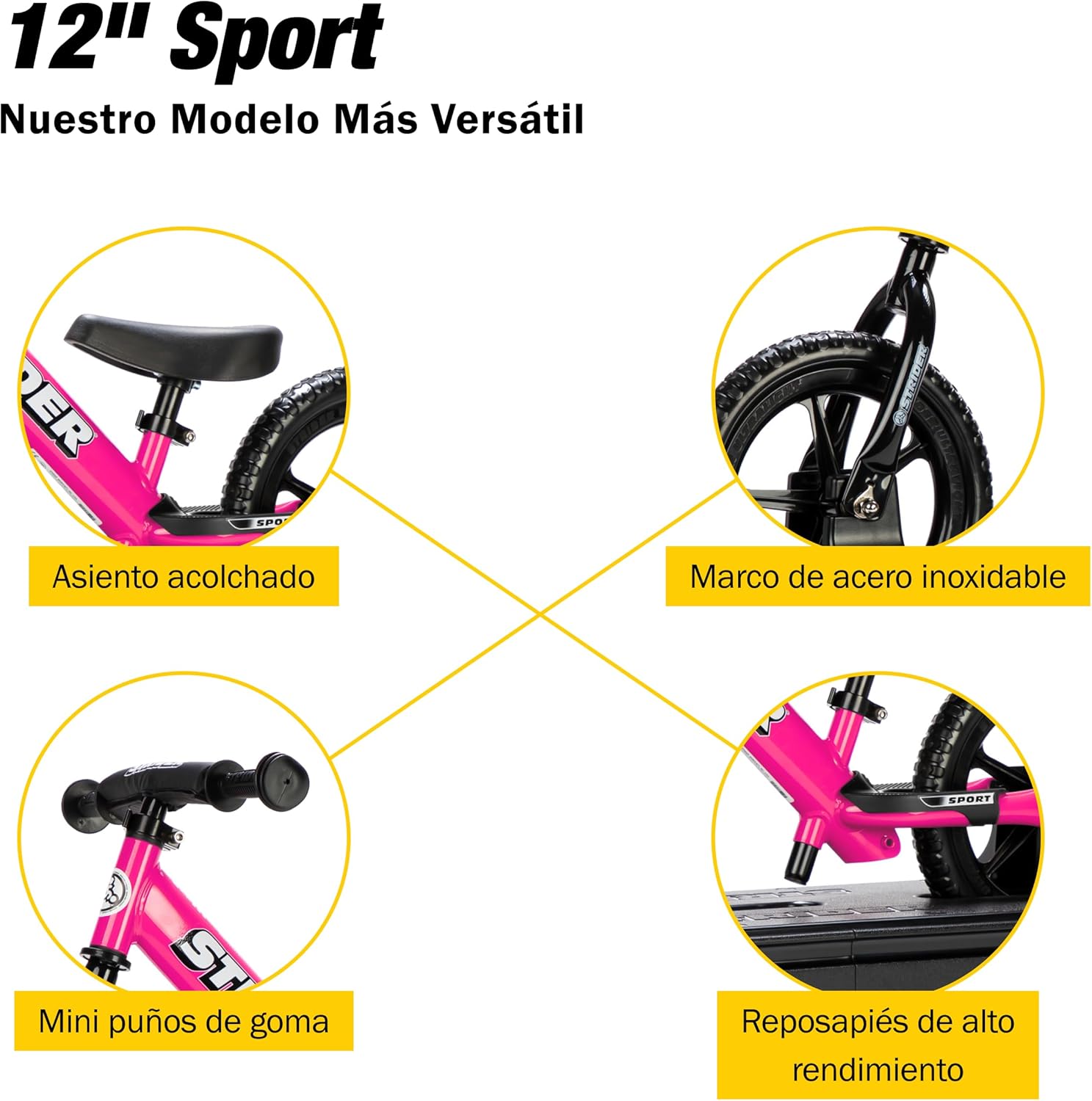 Strider 12” + Rocking Base - Helps Teach Baby How to Ride a Balance Bicycle - for Kids 6 Months to 4 Years - Easy Assembly & Adjustments