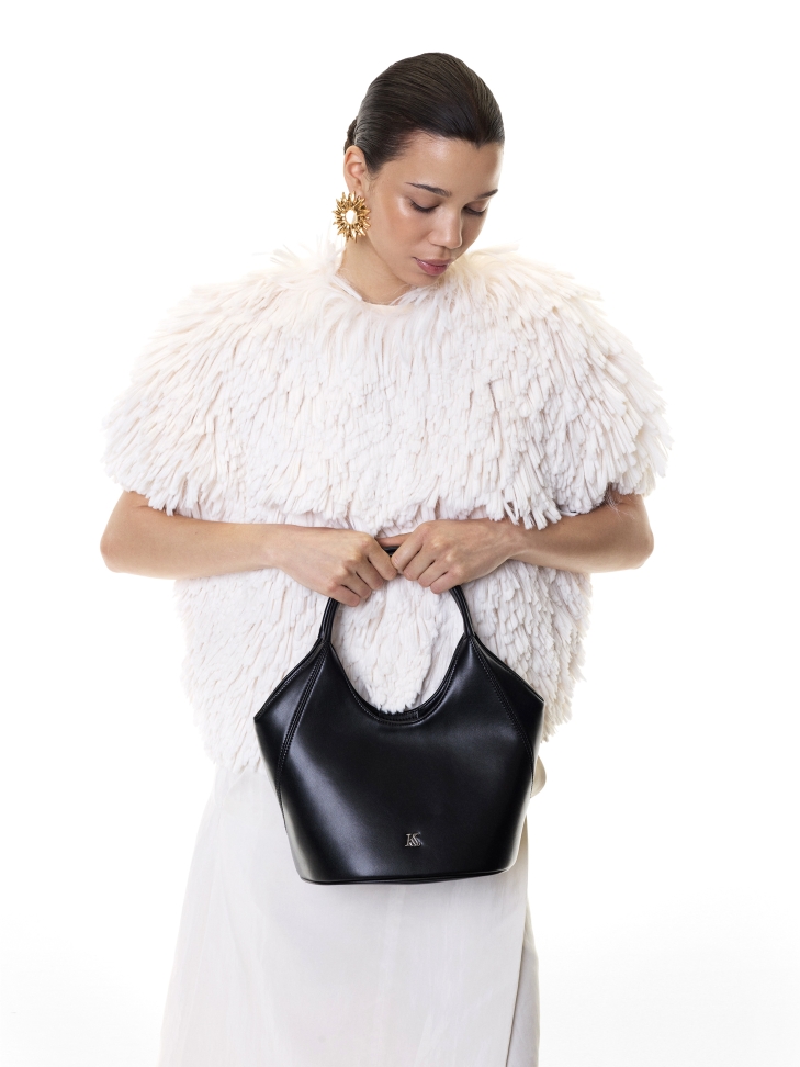 Black handbag with two handles