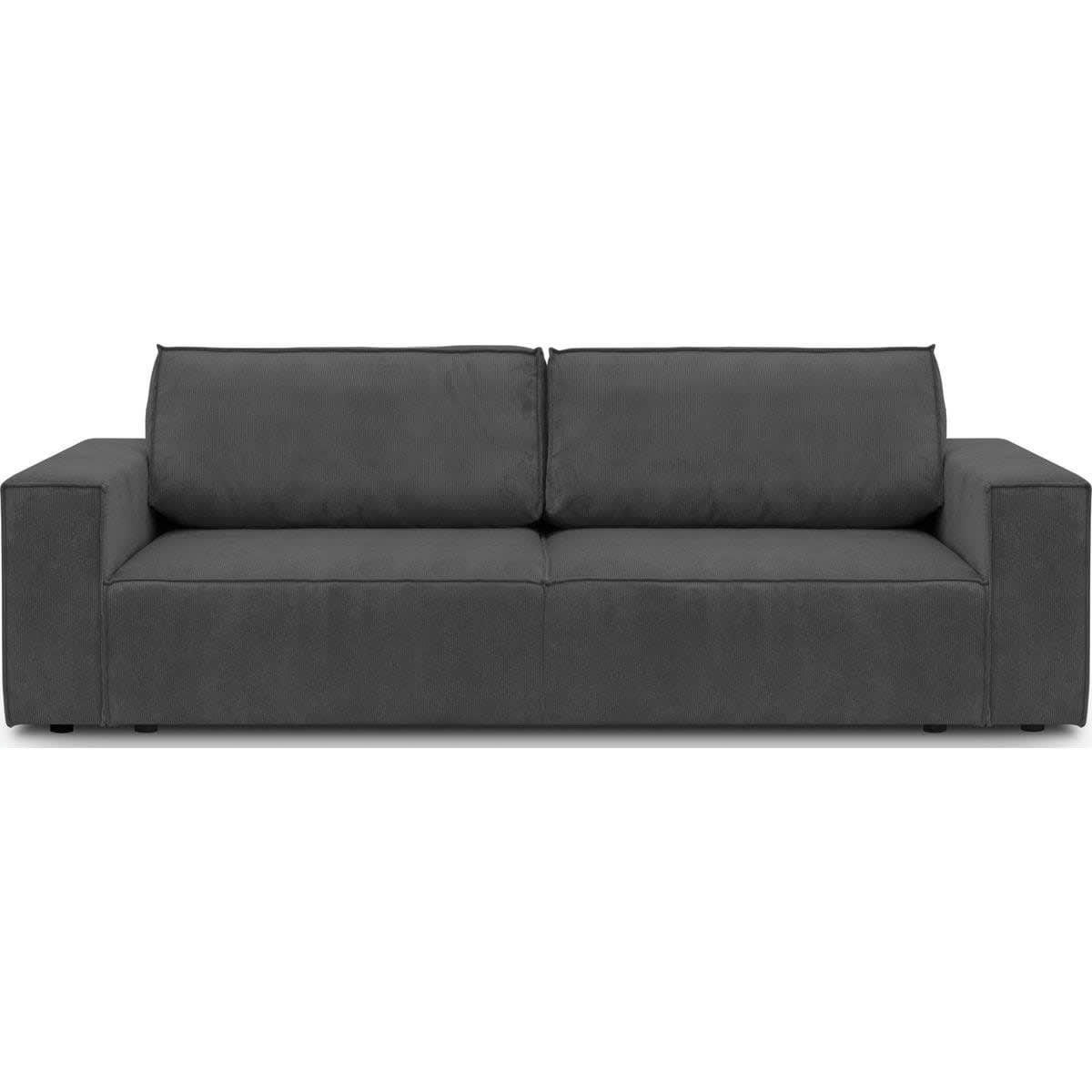 HARPER NEW - Canapé 3 places convertible + coffre en velours fines côtes anthracite