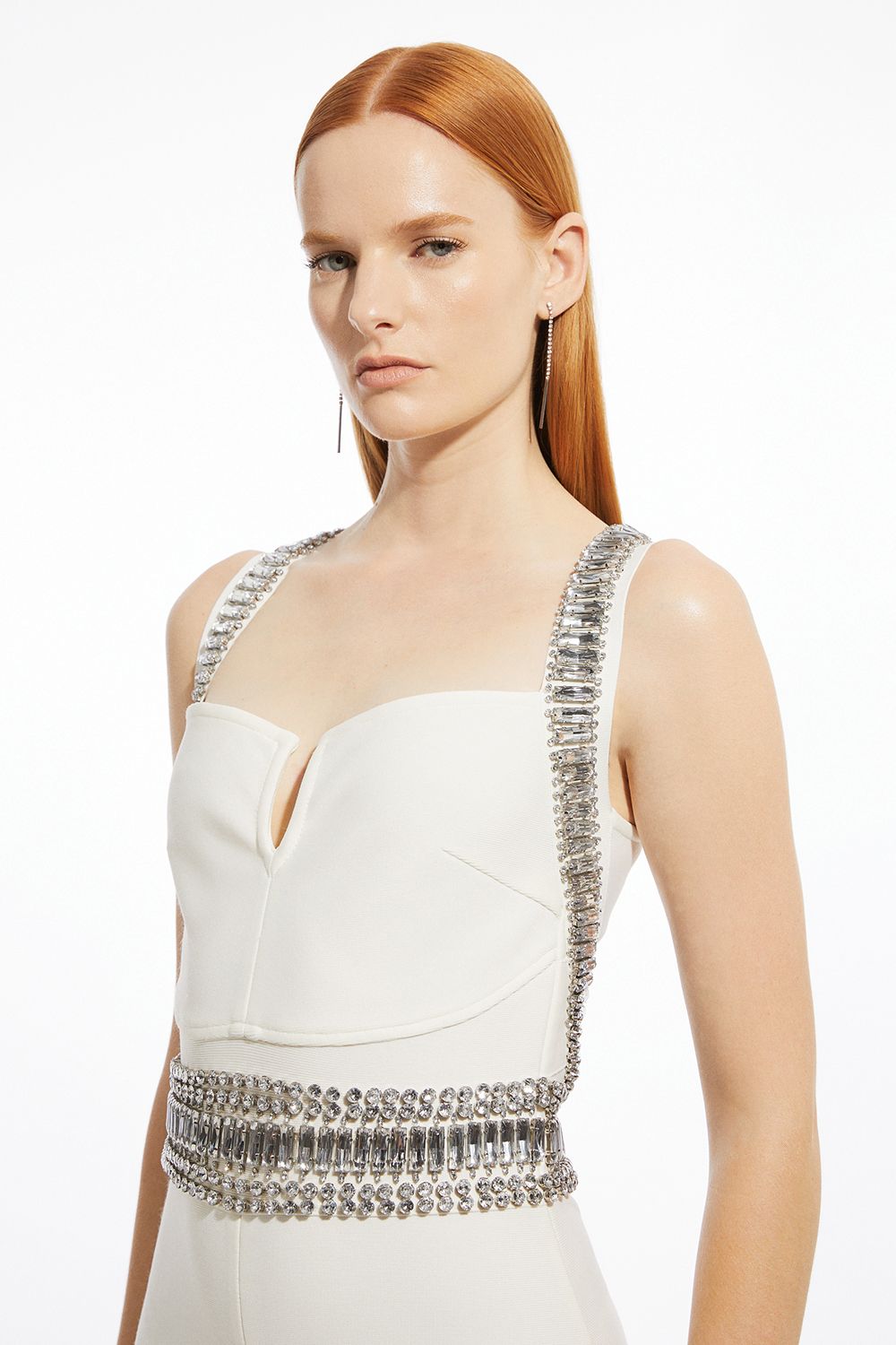 KarenMillen Petite Bandage Figure Form Knit Embellished Maxi Dress
