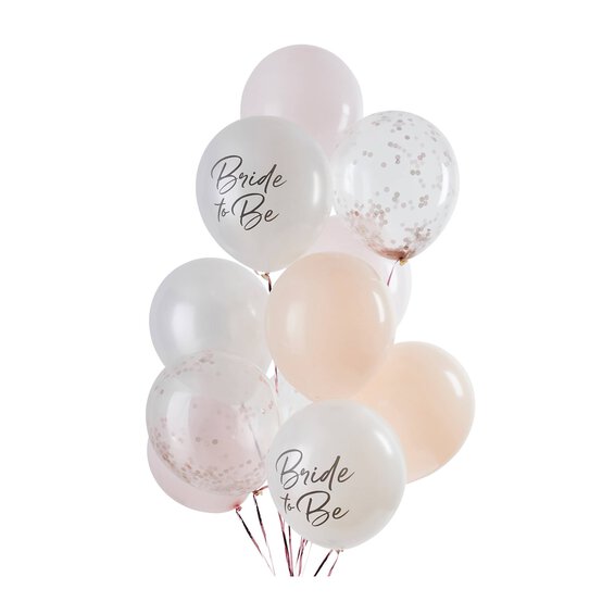 Rose Gold Bridal Party Balloons 12 Pack