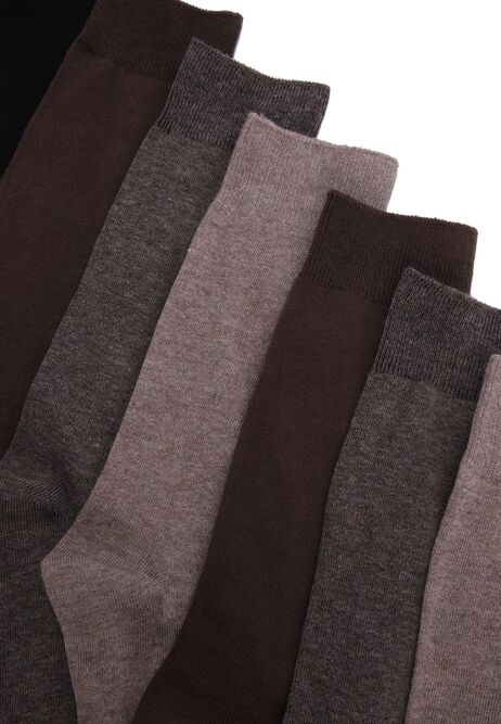 Mens 7pk Brown Cotton Rich Ankle Socks