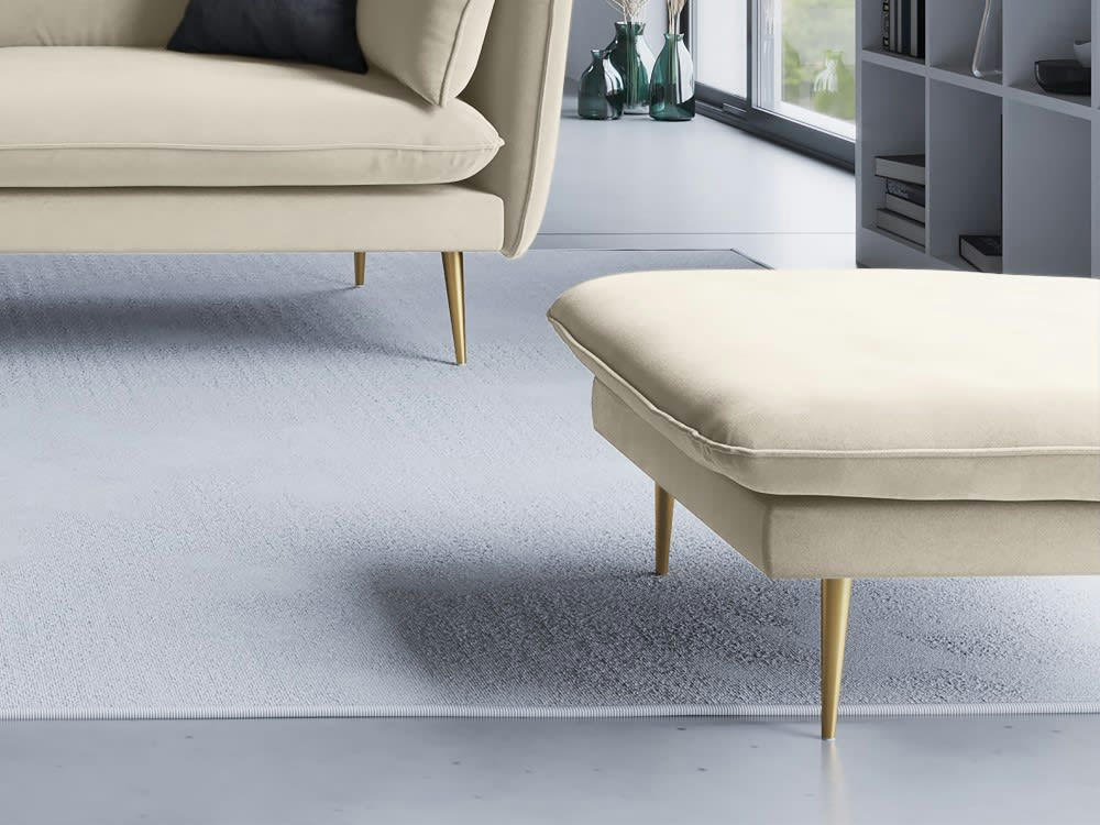 AGATE - Pouf en velours beige