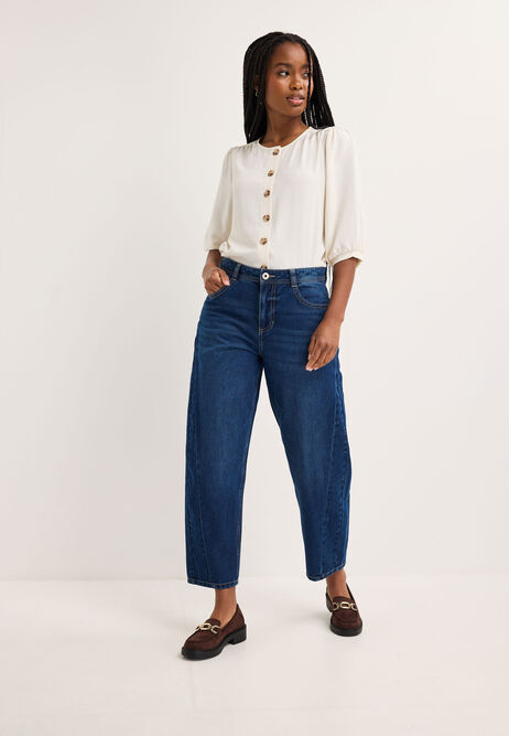 Womens Cream Button Through Blouse Top