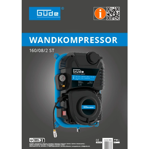 Kompressor »Güde Wand 160/08«, 160 l/min, ölfrei