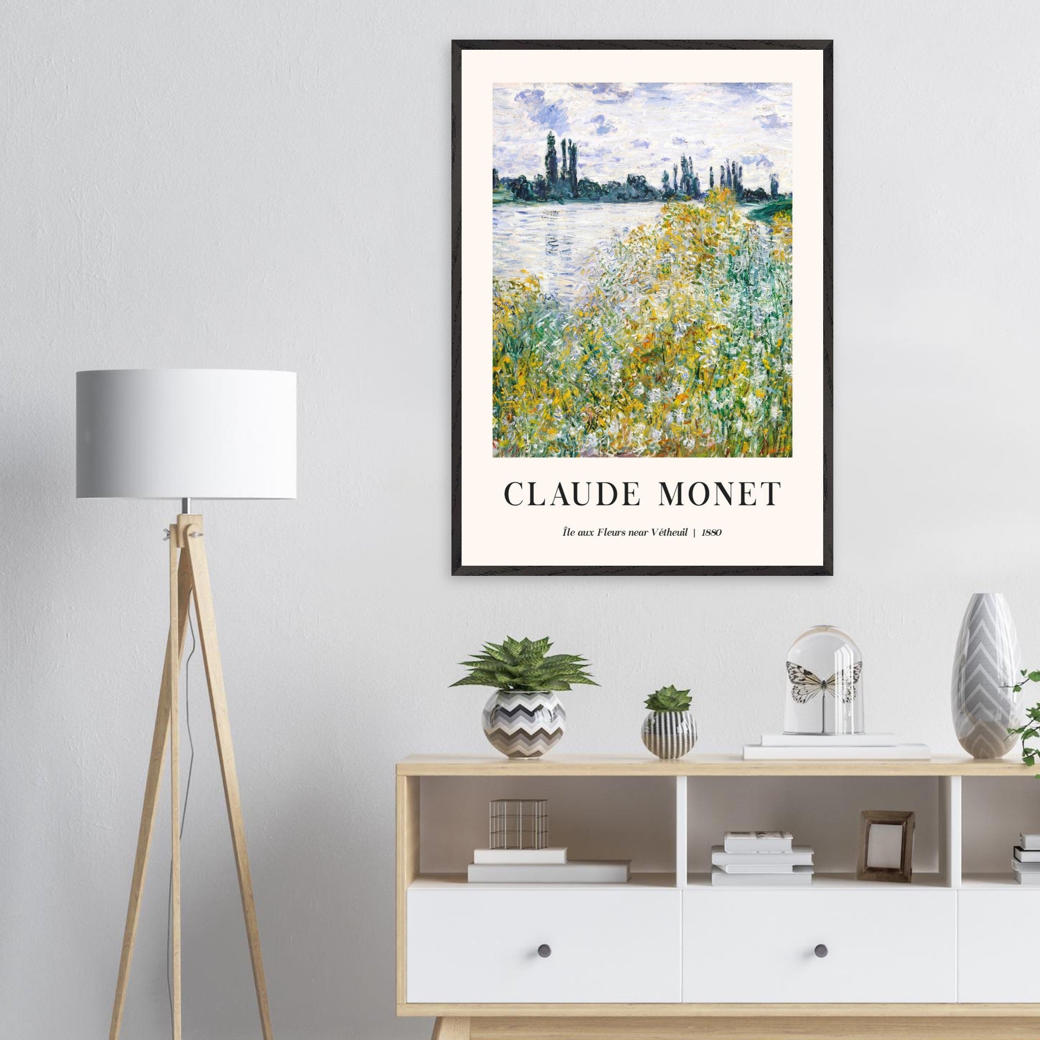Artfulprints Poster Claude Monet - Île aux fleurs near Vétheuil  - 70x100 cm - Groen