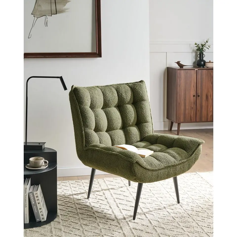 ALVESTA - Fauteuil - Donkergroen - Boucl&eacute;