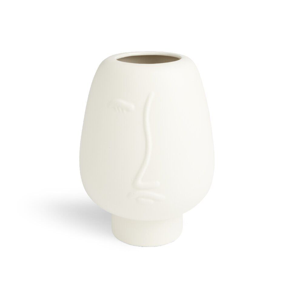Vase visage céramique blanc Ø13xH18cm