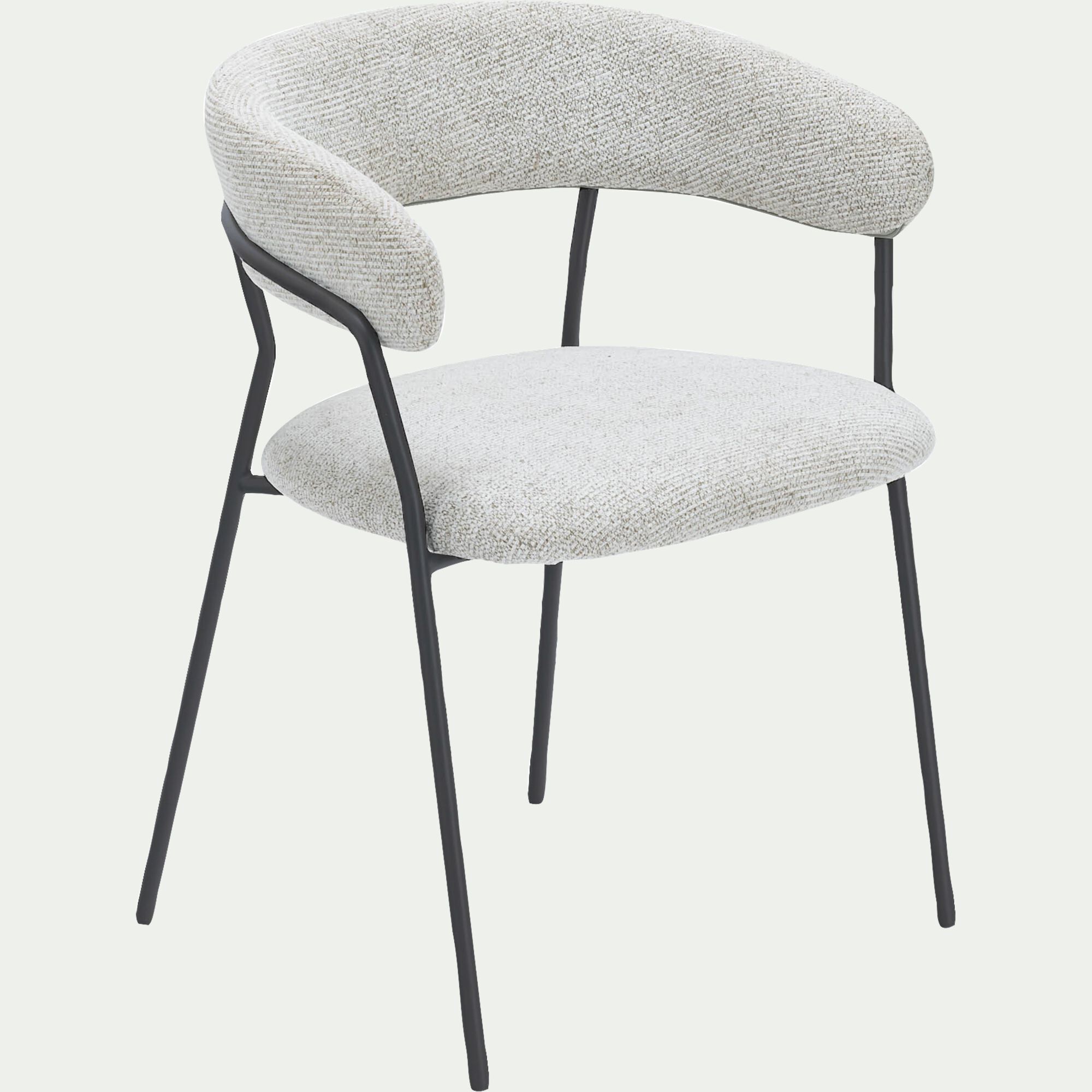 PEYRUIS - Chaise de repas avec accoudoirs en tissu - beige