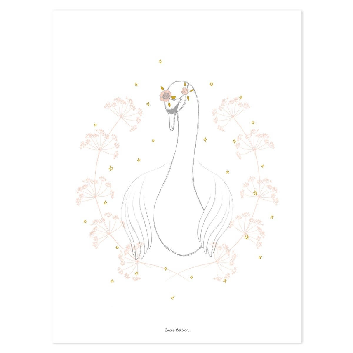 BOTANY - Affiche cygne en Papier Multicolore