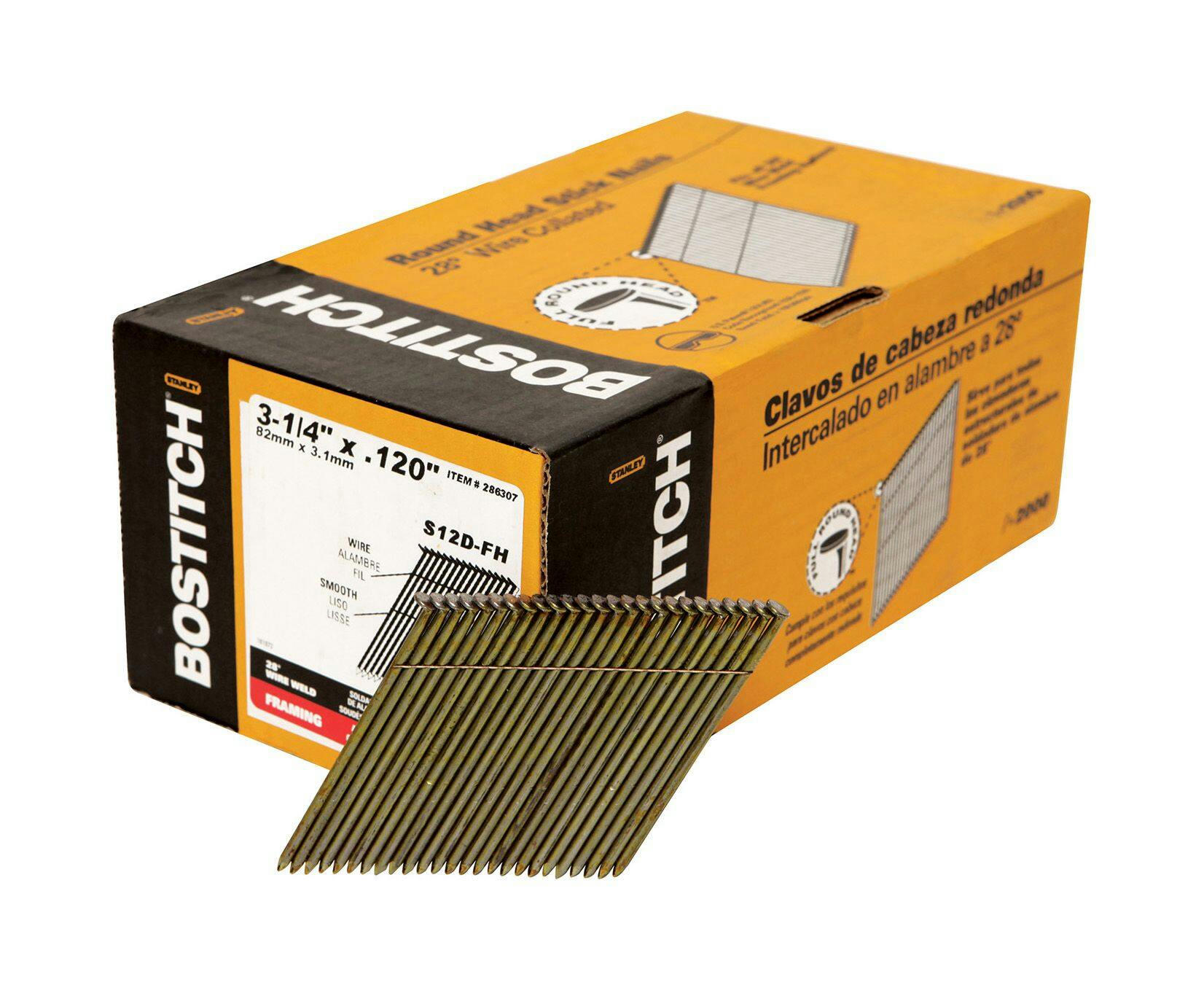 Bostitch S12D-FH Wire Weld Coated Framing Nails, 28D, 3-1/4-in, 2000-pc