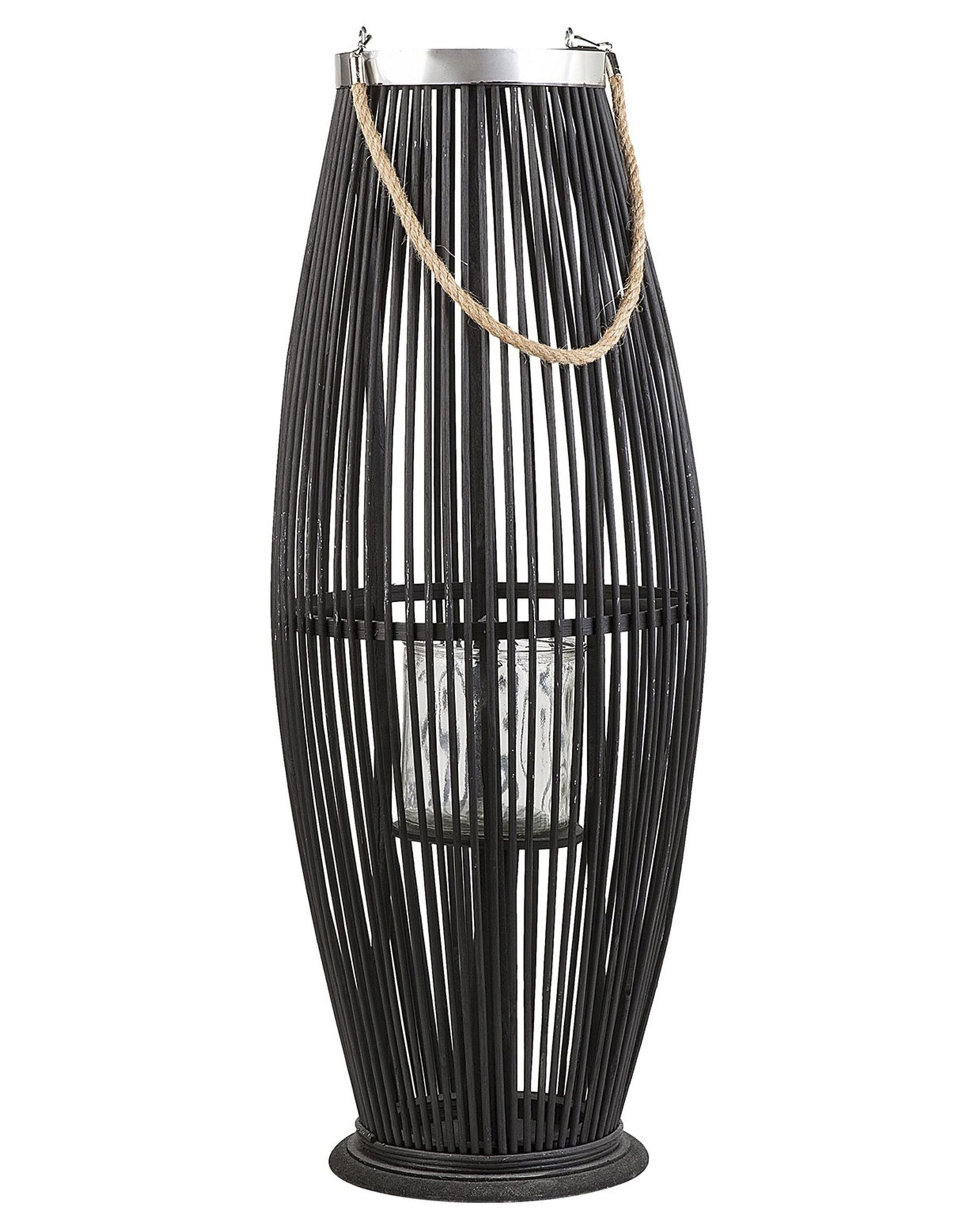 Lampion dekoracyjny bambusowy 72 cm czarny