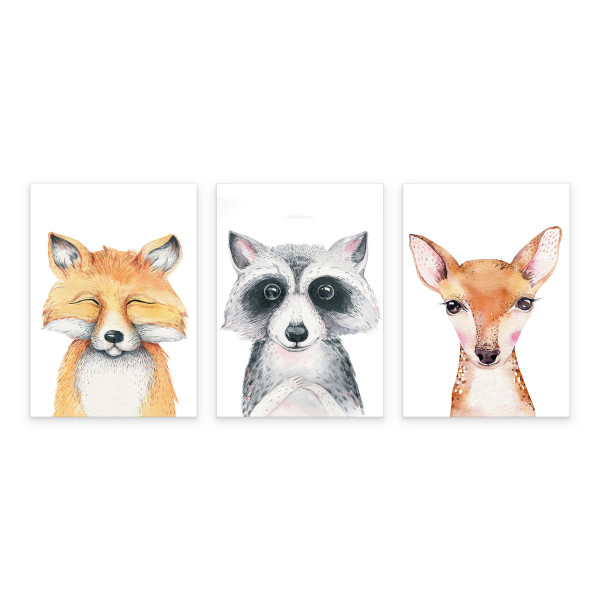 Plakat Malowane zwierzęta SET 3x A4