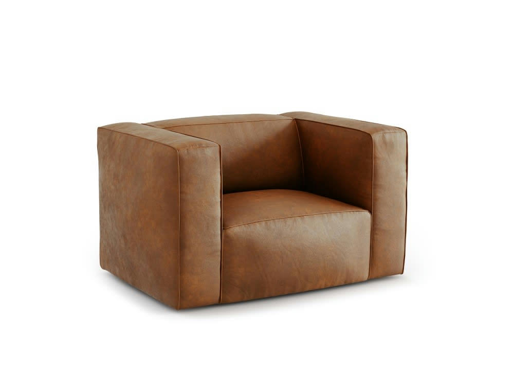 MUSE - Fauteuil 1 place XL en cuir marron