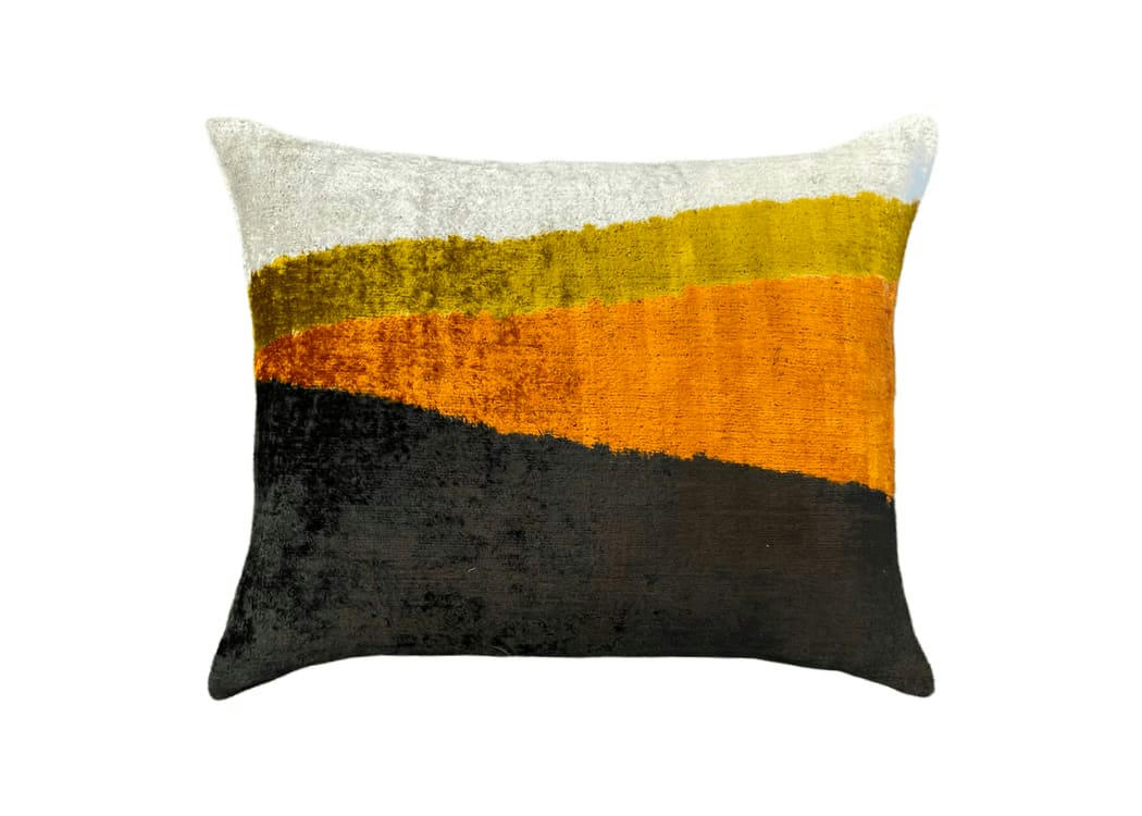 - Housse de coussin velours soie ikat  40x50 multicouleur