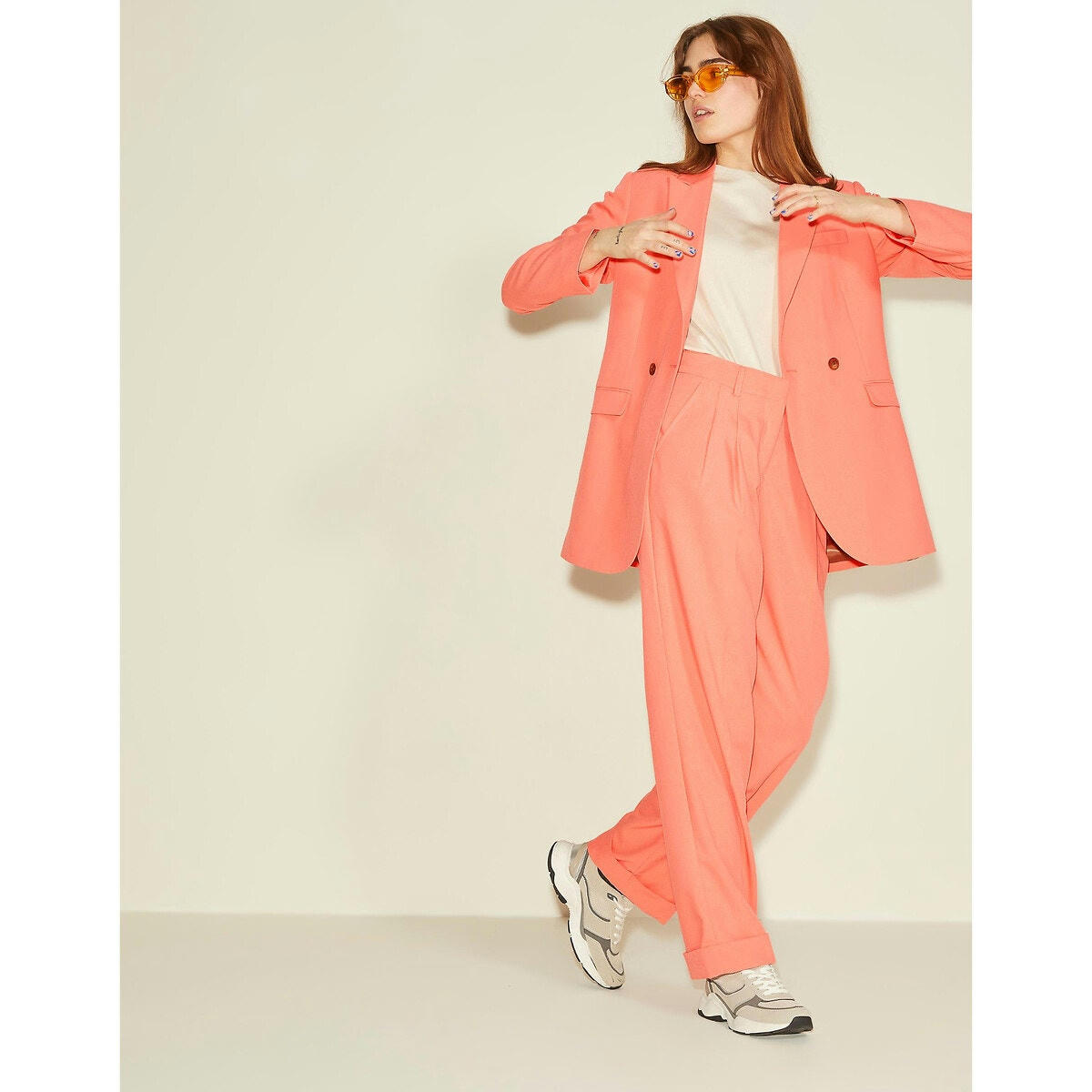 Pantalon droit pleated, taille standard