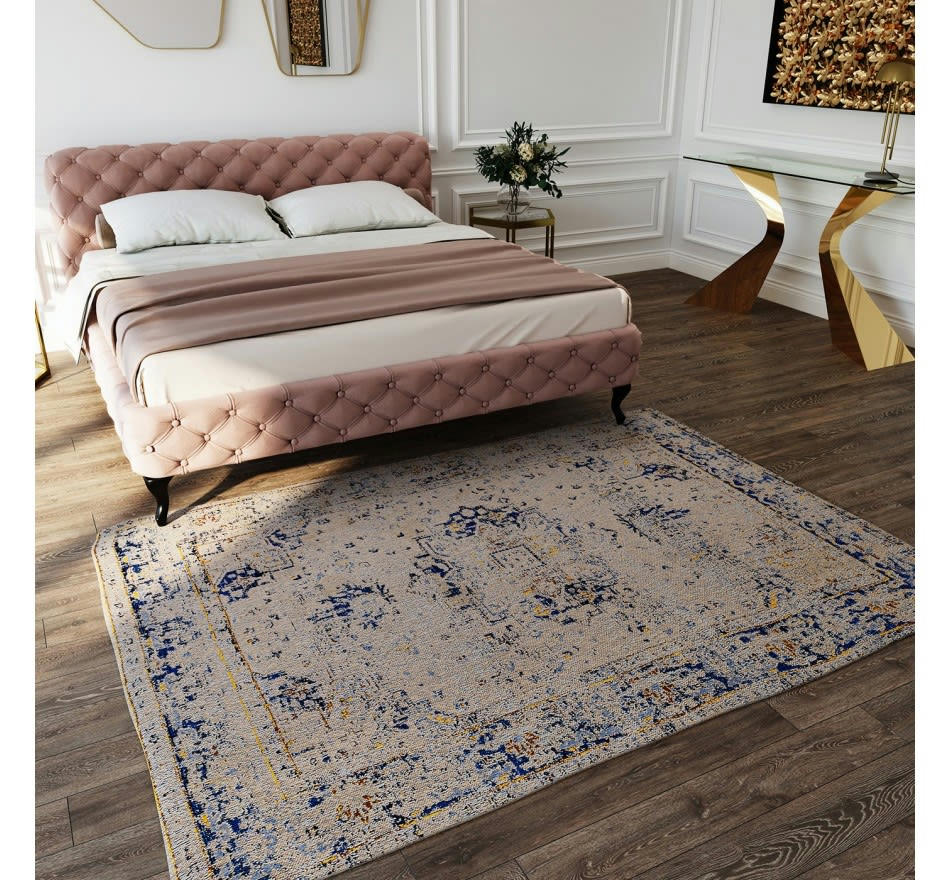 DESIRE - Lit 180x200 capitonné en velours beige