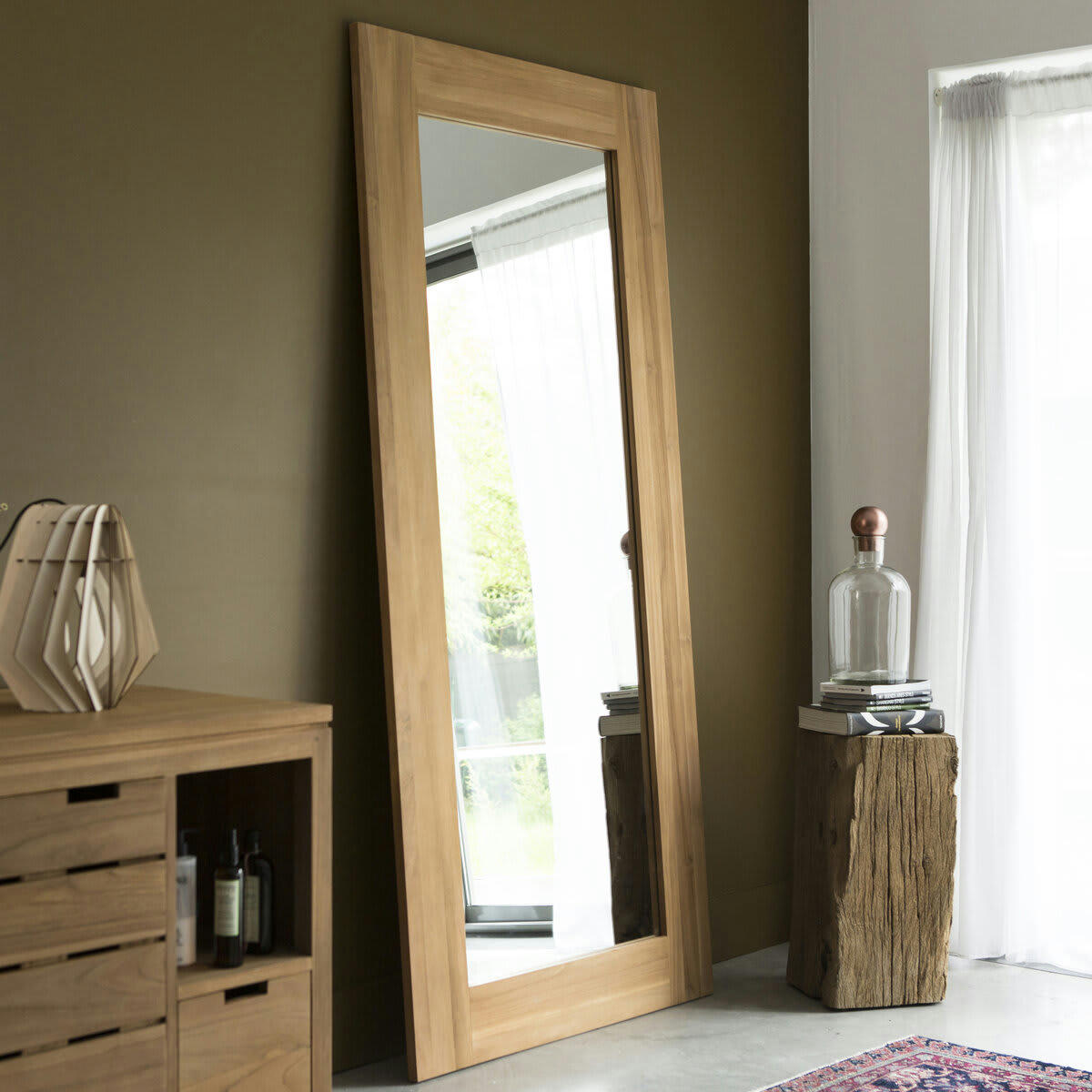 SQUARE - Miroir en teck massif 200x90 cm