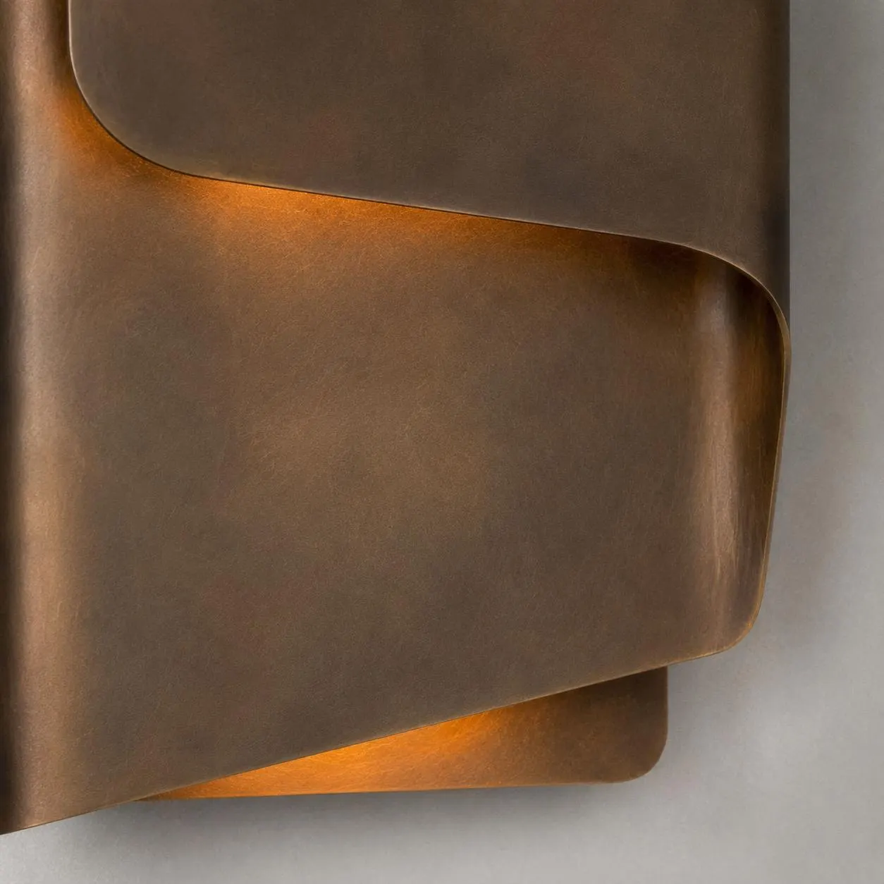 Handmade Folded Brass Wall Sconce, Sculptural Ambient Light Fixture