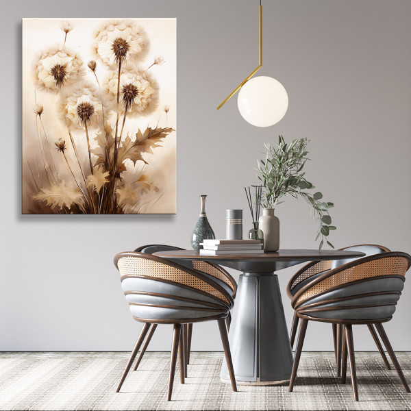 Feeby Obraz na płótnie, Dmuchawce Kwiaty w sepii Natura 40x60