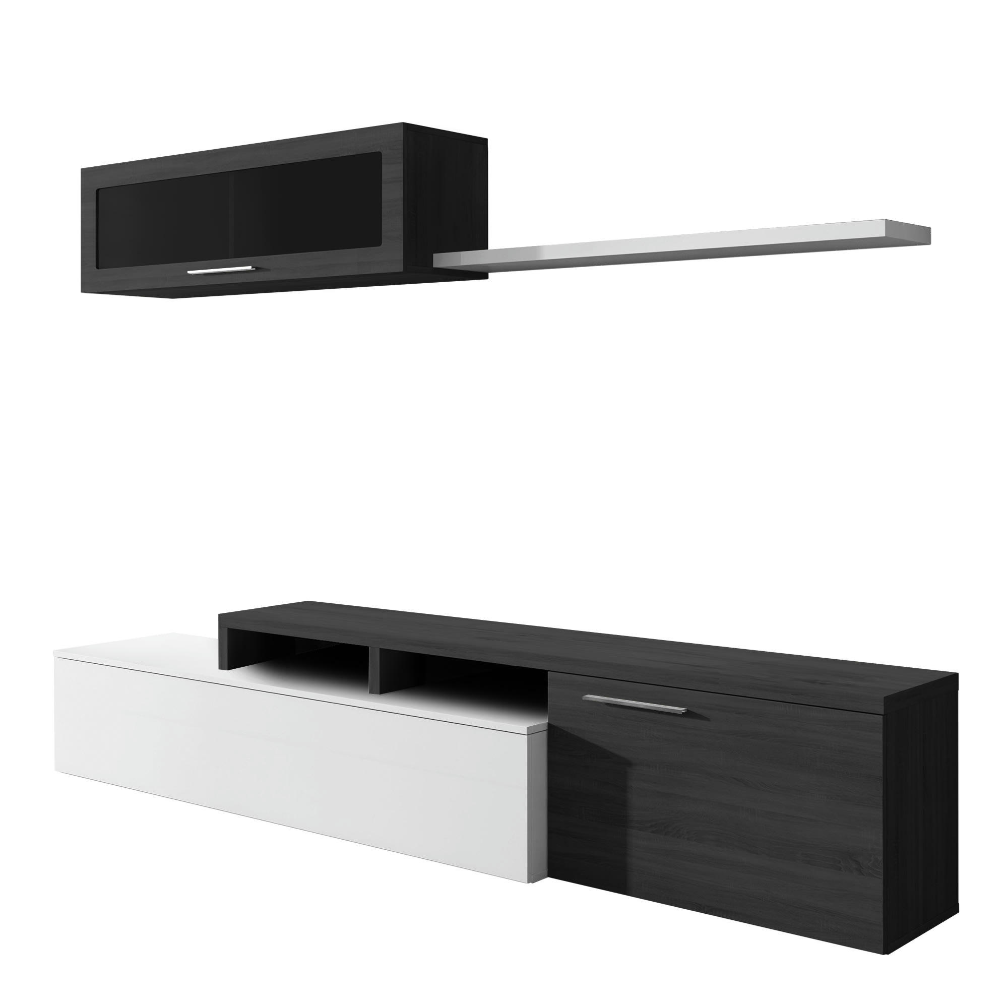 CHINO - Élément mural effet bois gris cendré et blanc brillant