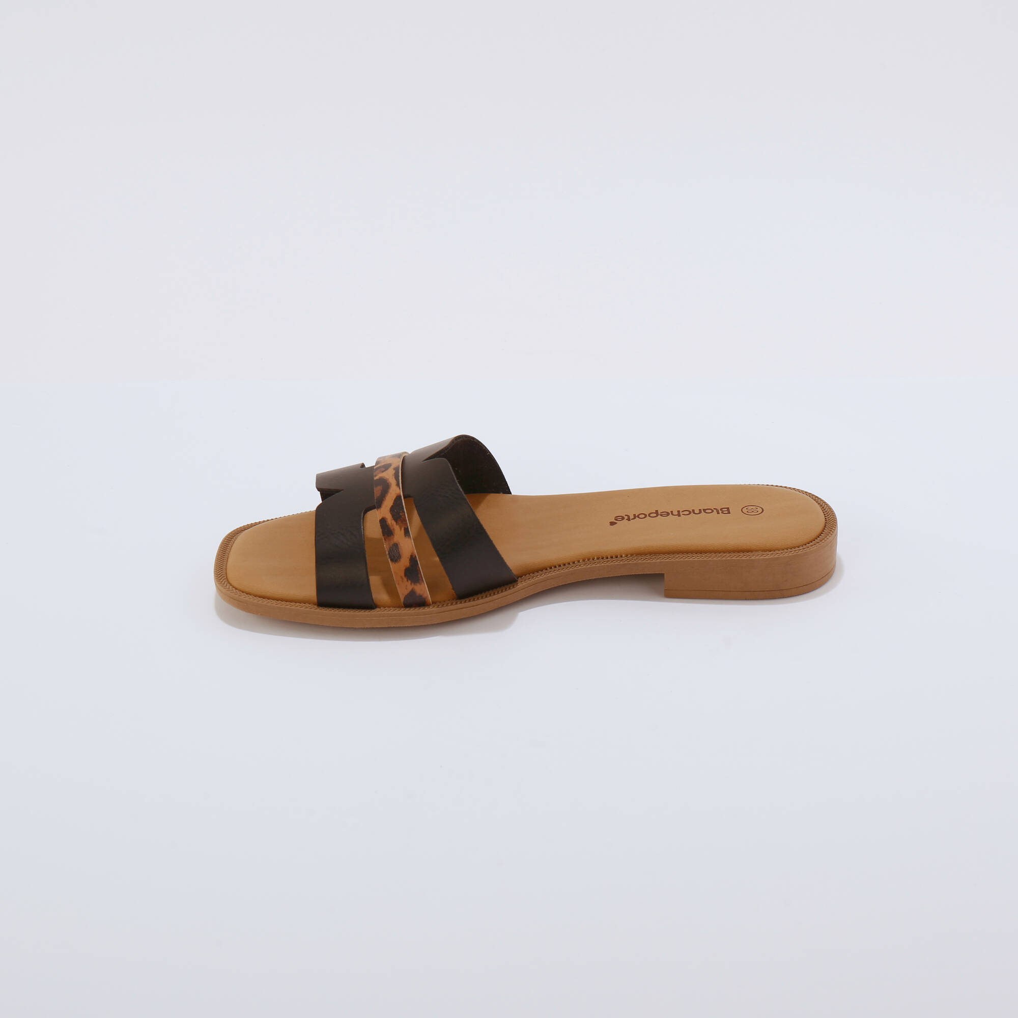 Mules à bandes fantaisie croisées