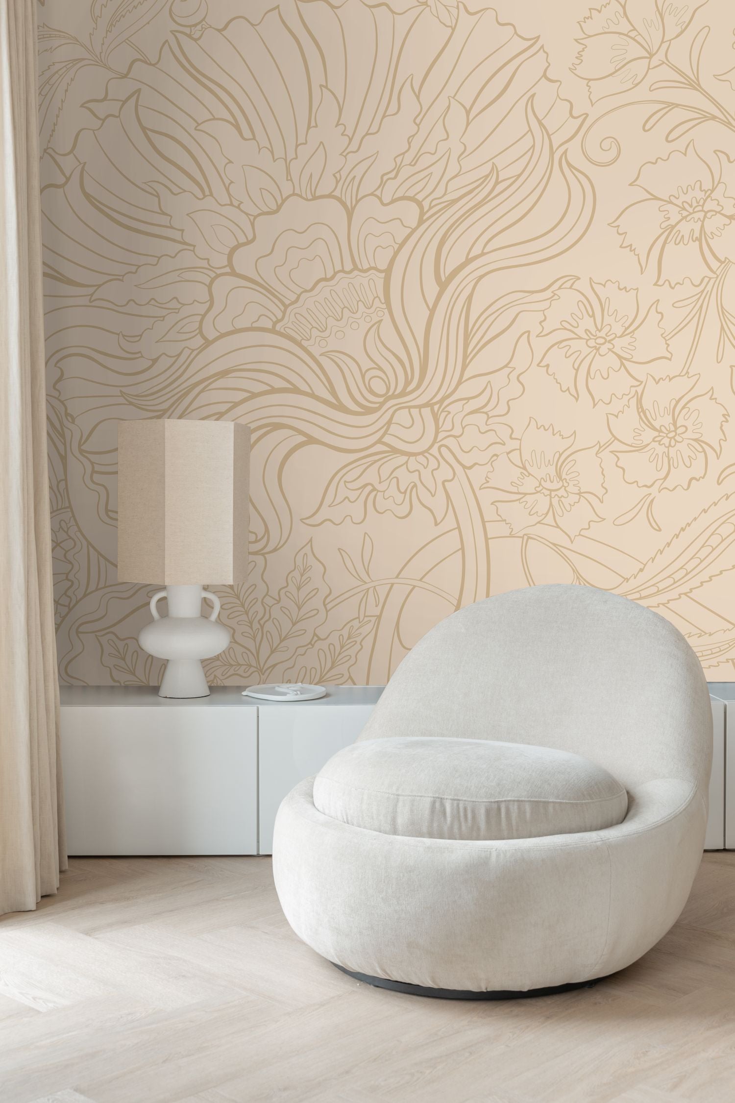 ESTAhome fotobehang bloemen beige - 200 x 279 cm - 159411