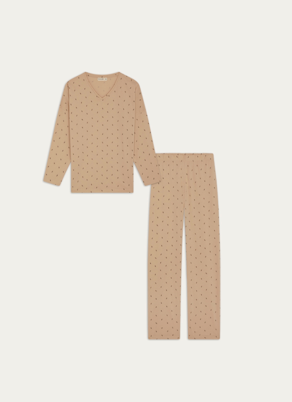PYJAMA EN COTON LEAF ÉCRU