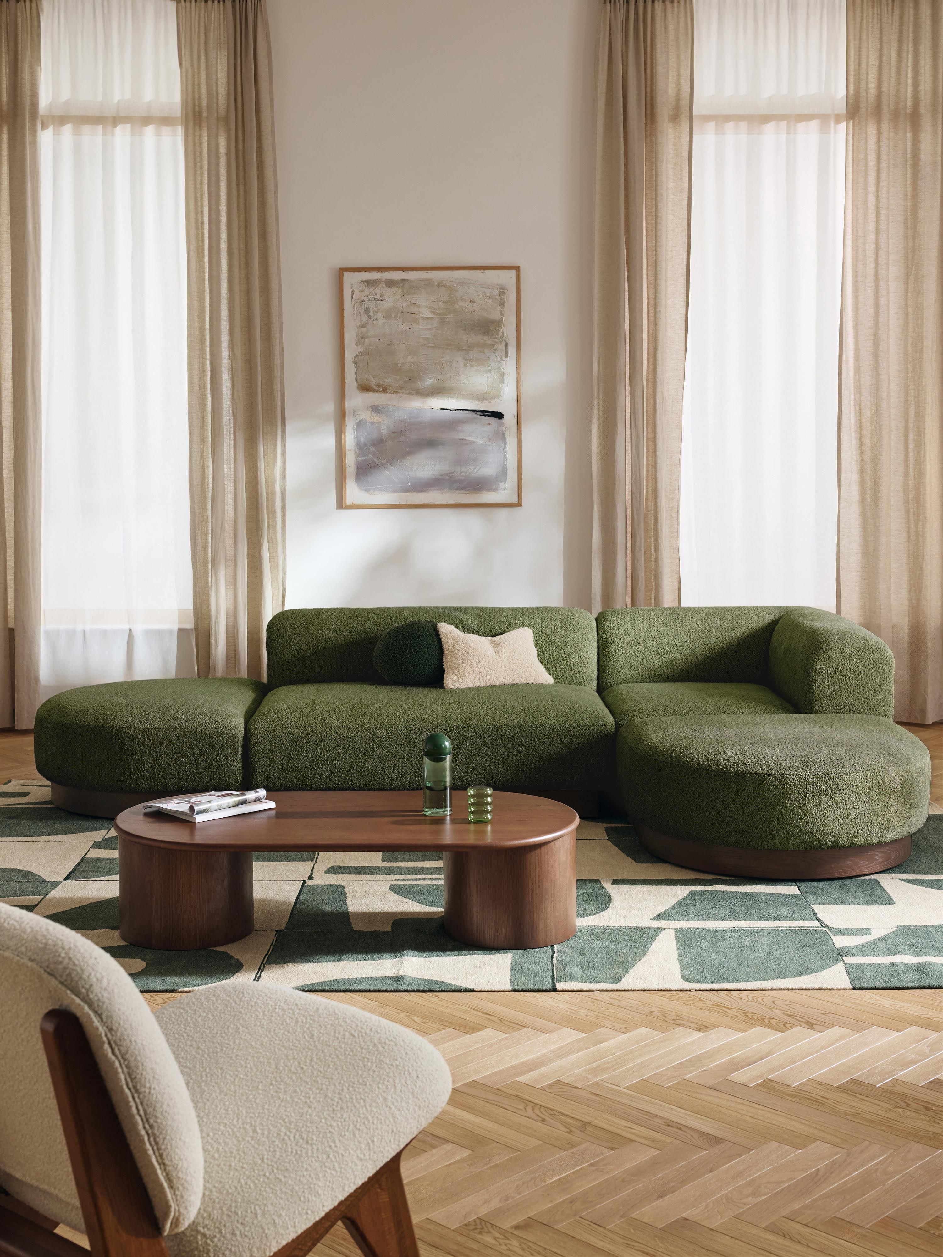 Modulares Ecksofa Natalie aus Teddy-Bouclé