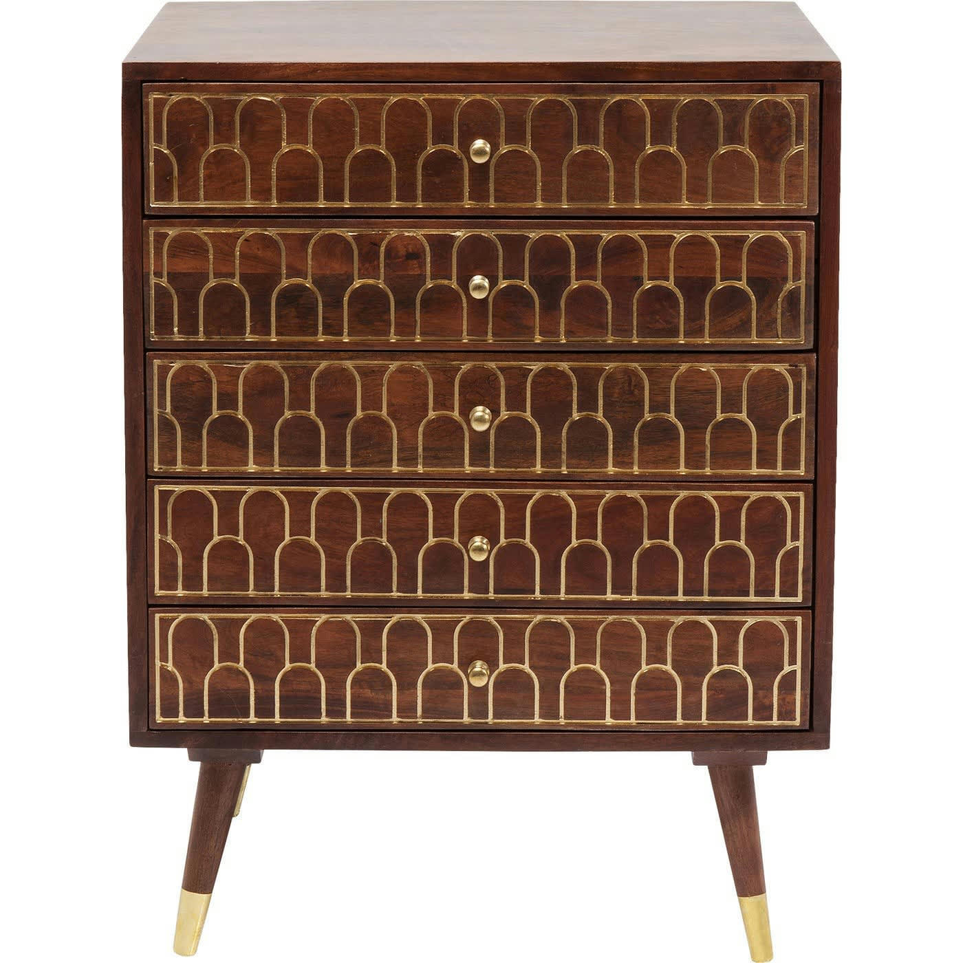 MUSKAT - Commode 5 tiroirs rétro en manguier massif