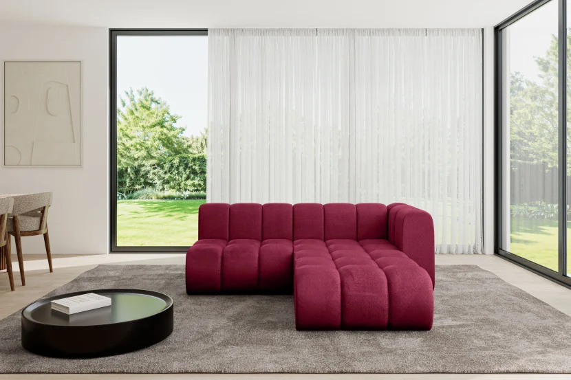 Narożnik prawostronny modułowy Darnel-L1 - 205x177x70 cm Bordowy