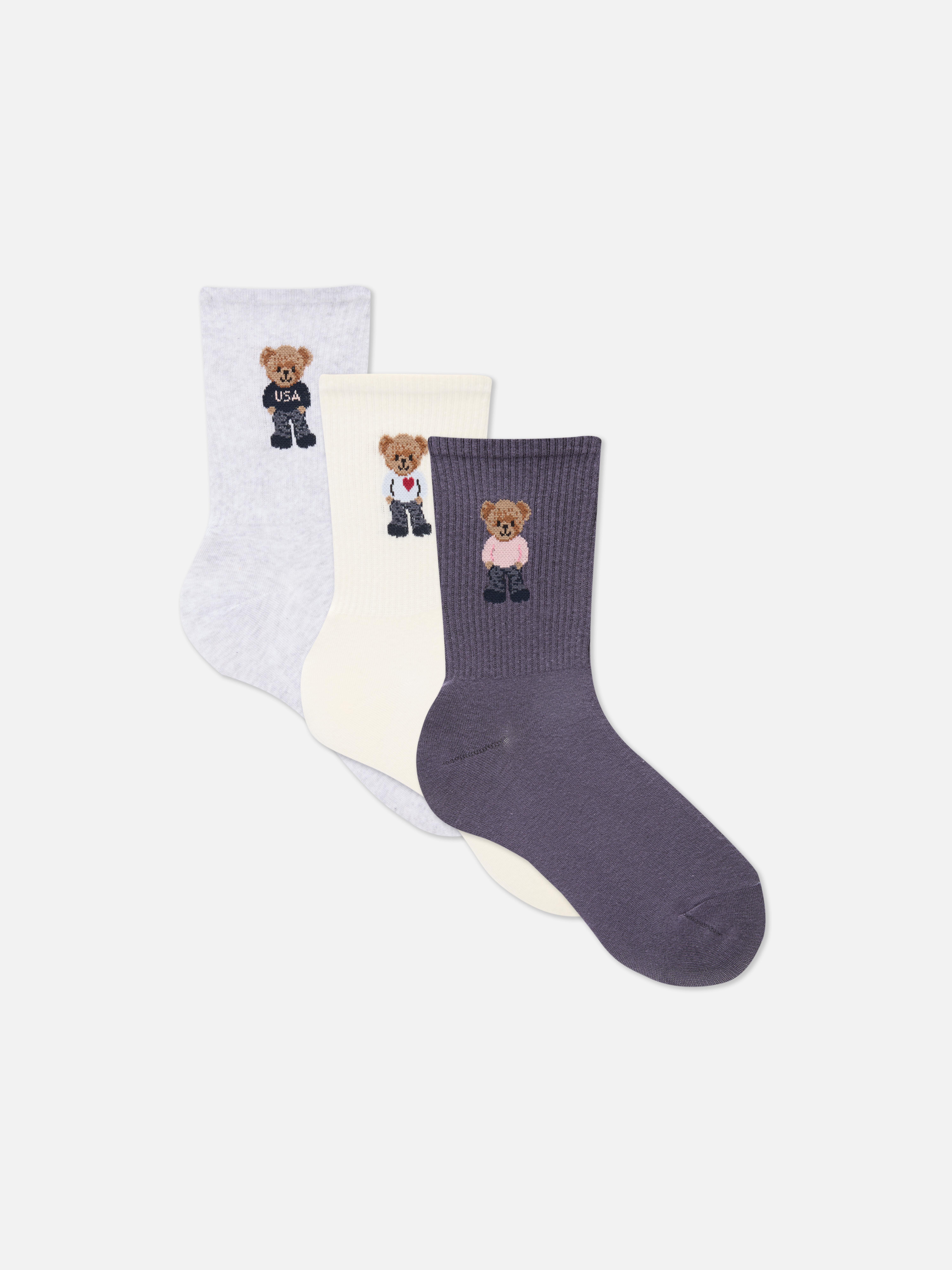 3-Pack Teddy Crew Socks
