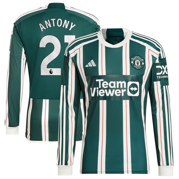 Antony Manchester United adidas 2023/24 Away Long Sleeve Replica Player Jersey - Green/Red