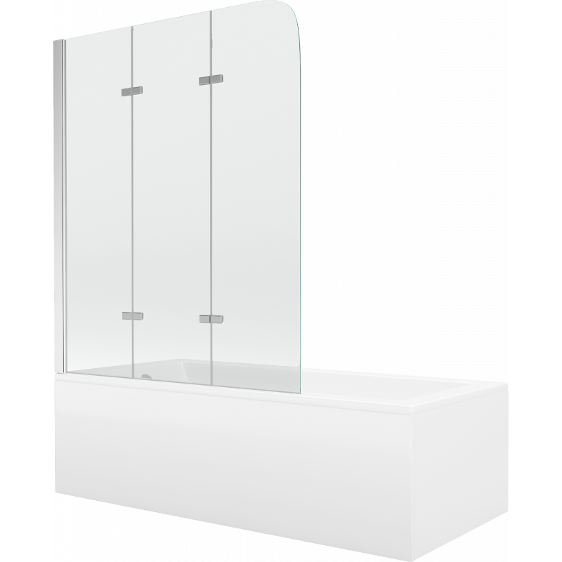Wanna prostokątna Mexen Cubik 150x70cm z obudową i parawanem 3-skrzydłowym