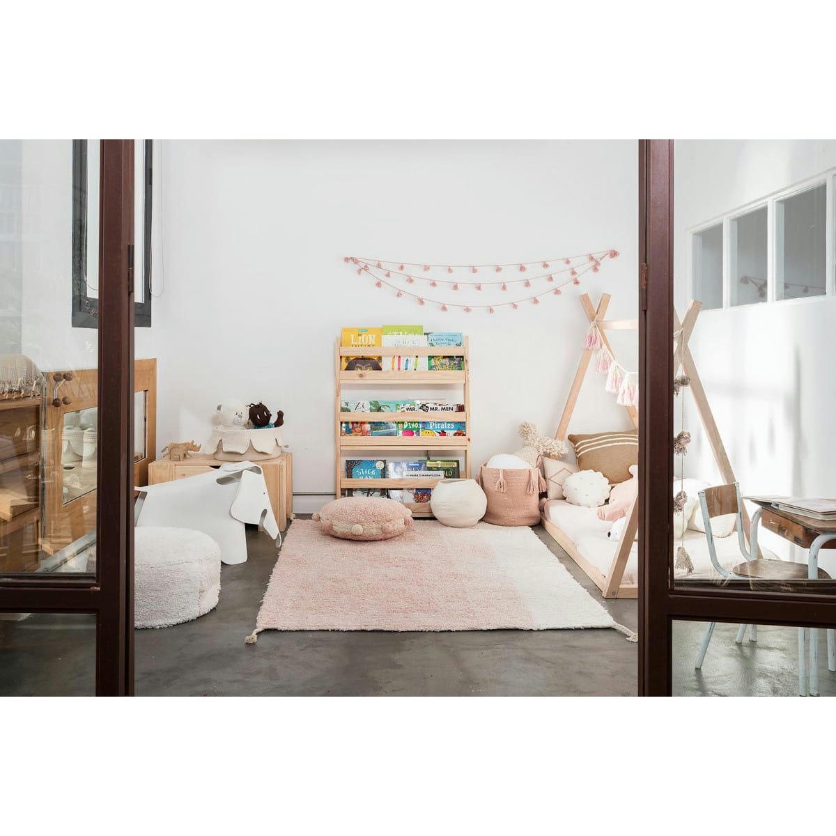 REVERSIBLE - Tapis lavable en coton rose 120x160