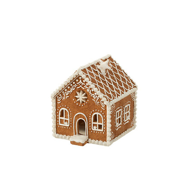 Maison de Noël en résine marron 18x15x17.5 cm