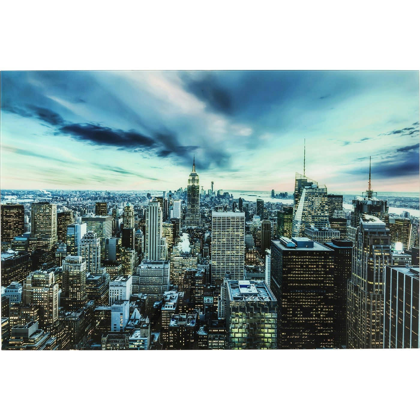 NEW YORK SUNSET - Tableau buildings américains en verre 160x120