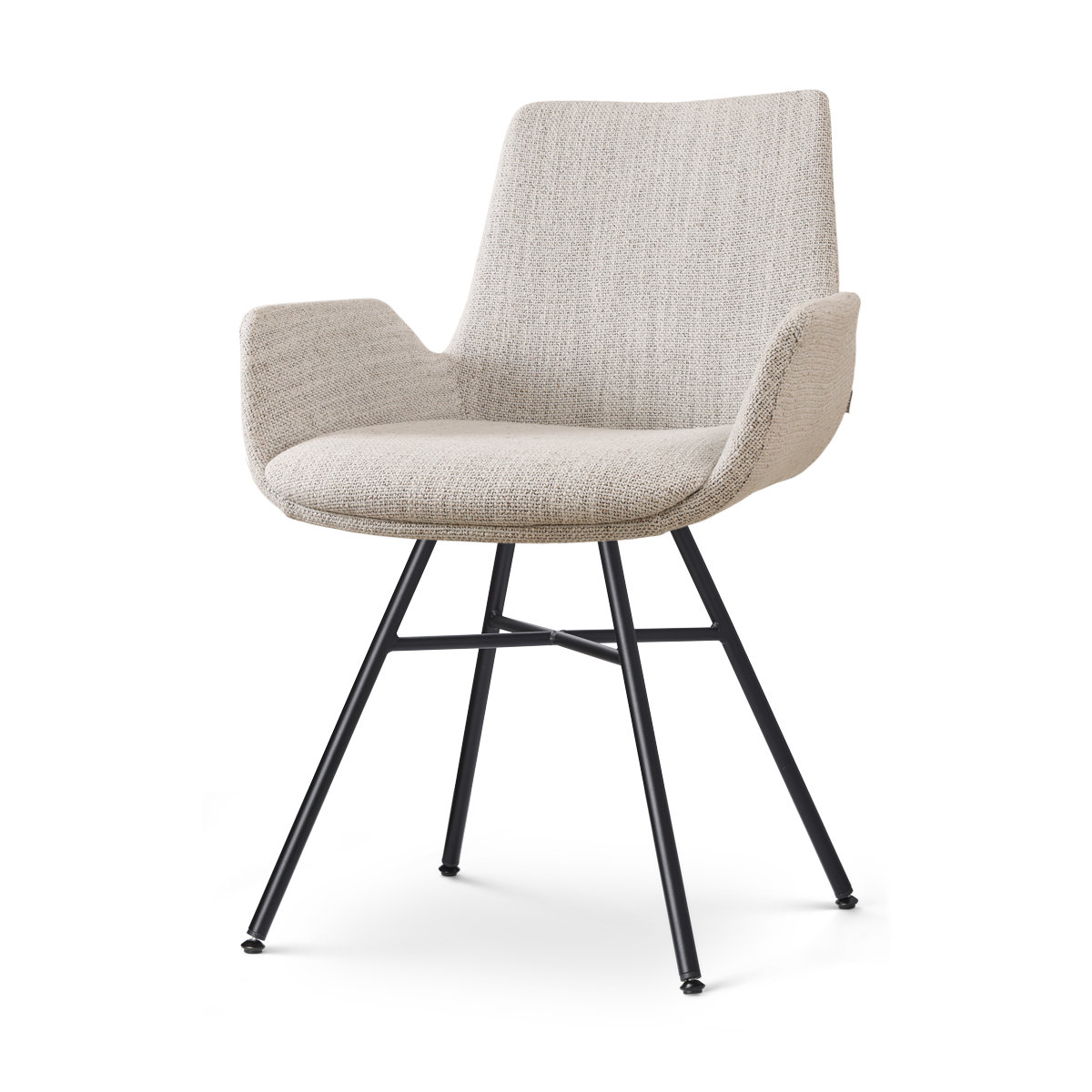 Nolon Noa-Eef Eetkamerstoel Beige Gemêleerd - met Armleuning - Zwart
