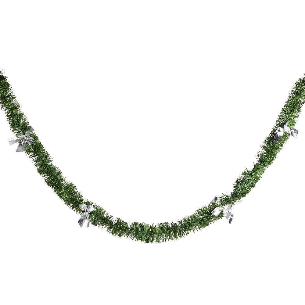 Guirlande de no&euml;l artificielle verte avec noeud argenté L2M
