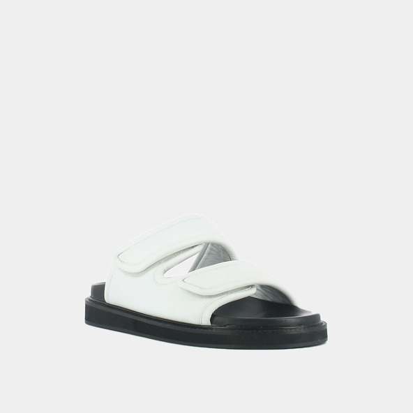 Mules à doubles fermeturesen cuir blanc | WARNING