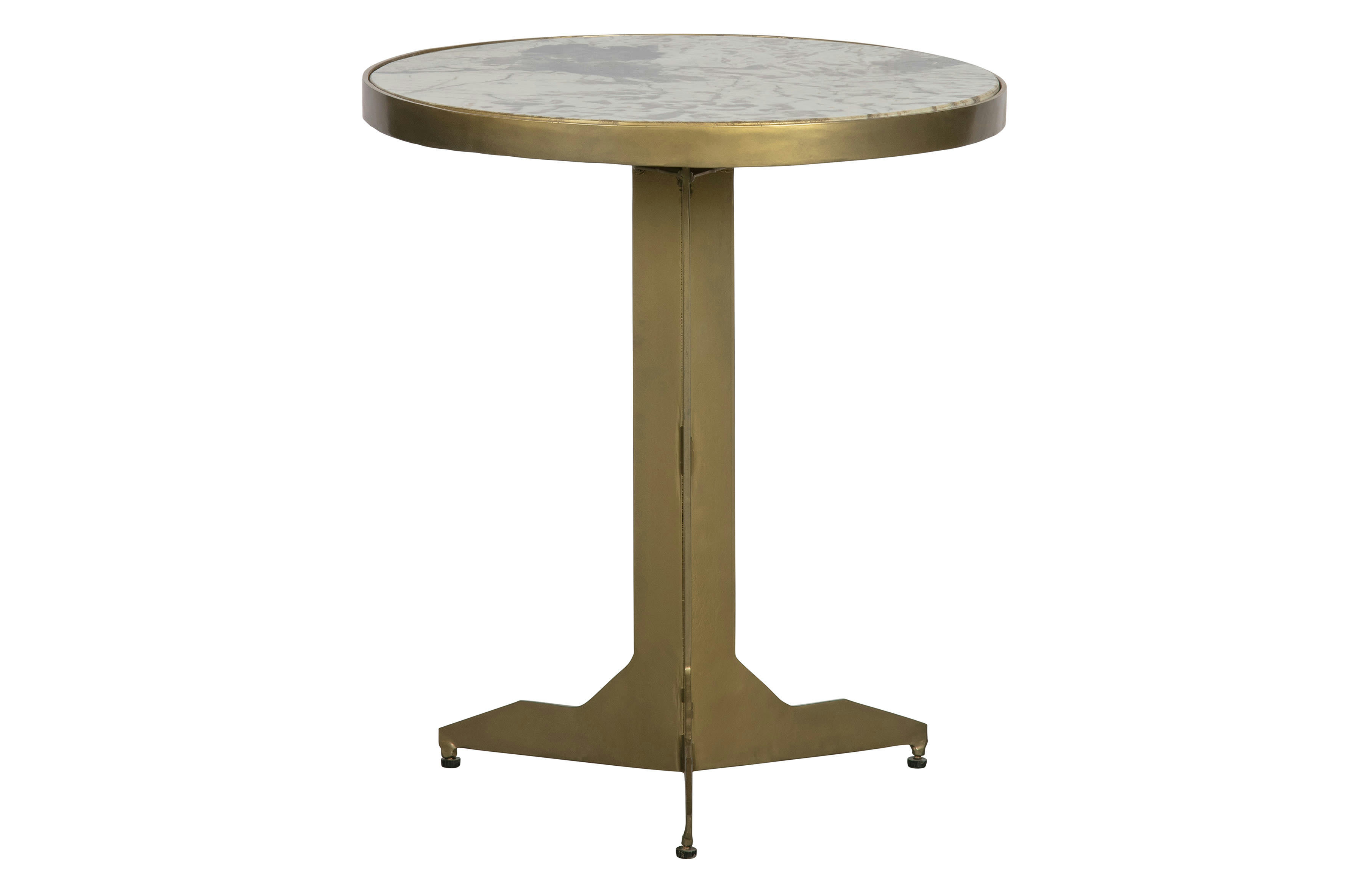 BEPUREHOME - Table d'appoint ronde marbre doré bout de canapé