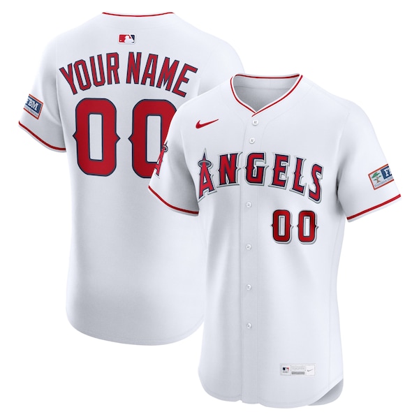 Los Angeles Angels Nike Home Elite Sponsor Patch Custom Jersey - White