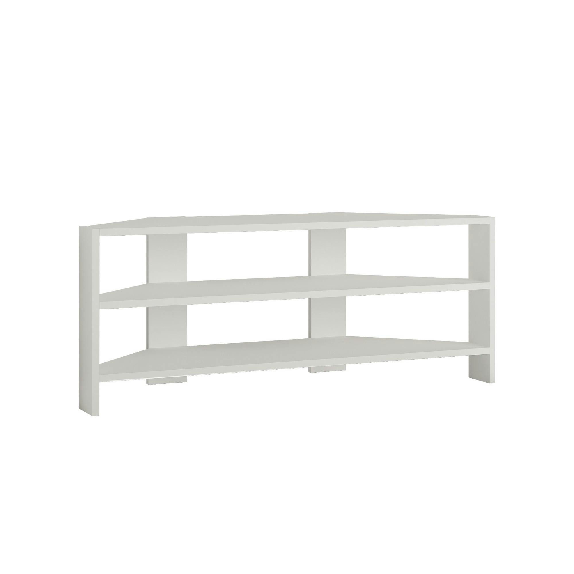 Meuble TV d'angle blanc - rangements ouverts MARFA